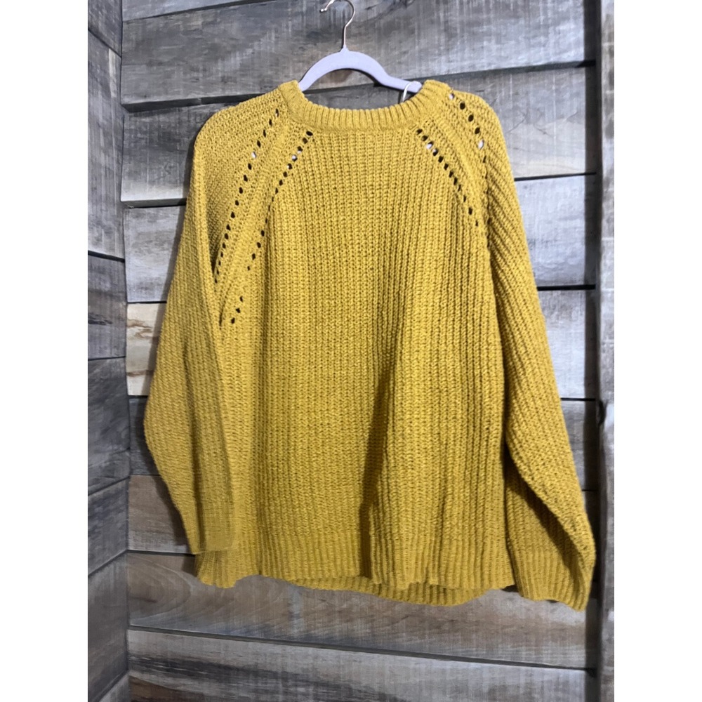 Wonderly Mustard Yellow Knit Sweater Ribbed Stitch Dropped Shoulders‎ Size L
